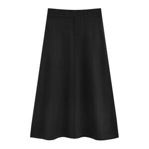 Sweater Elastic High Waist Stretchy Ribbed Knit Midi Skirt Black